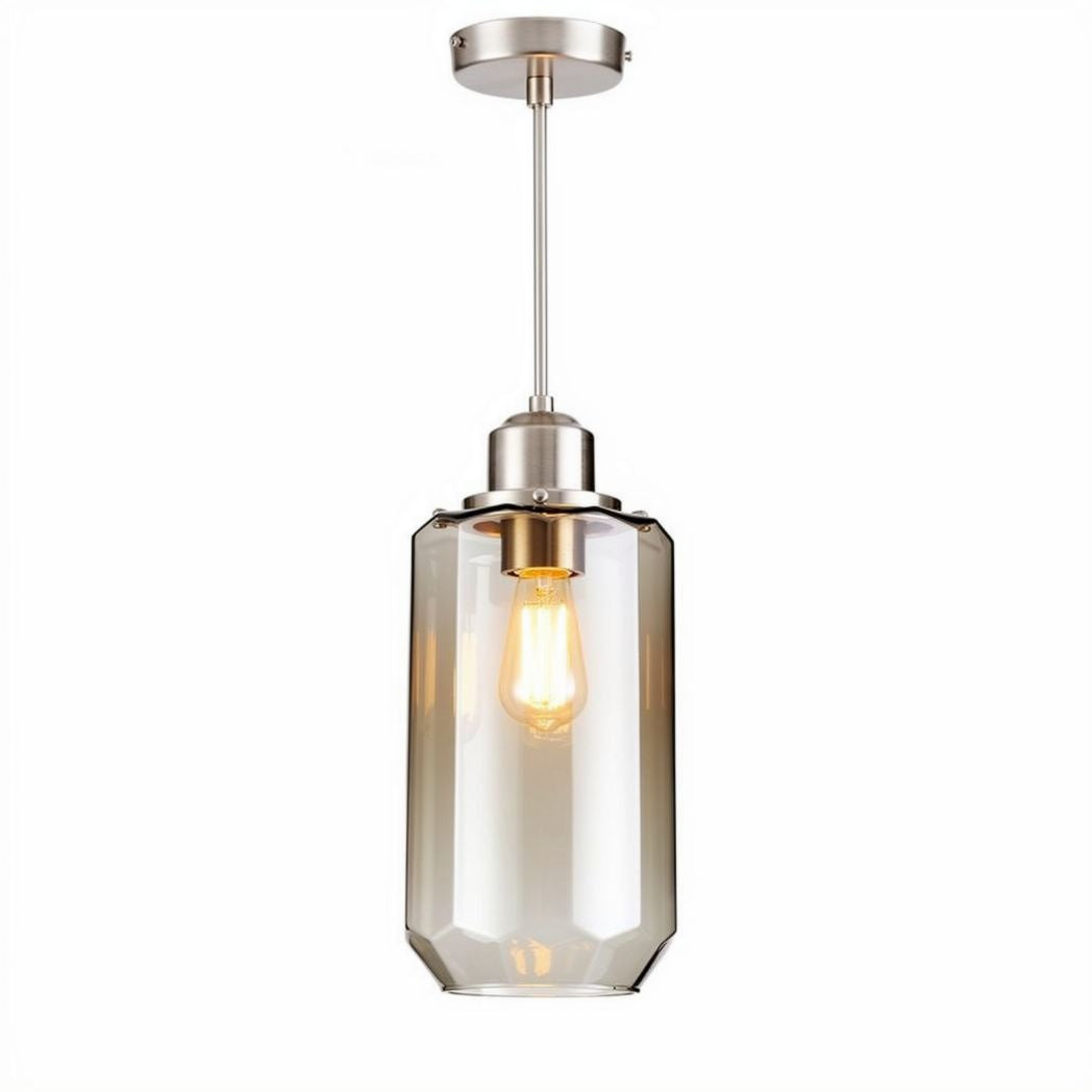 Suspension en verre transparent avec finition en nickel brossé 20 x 20 x 40cm