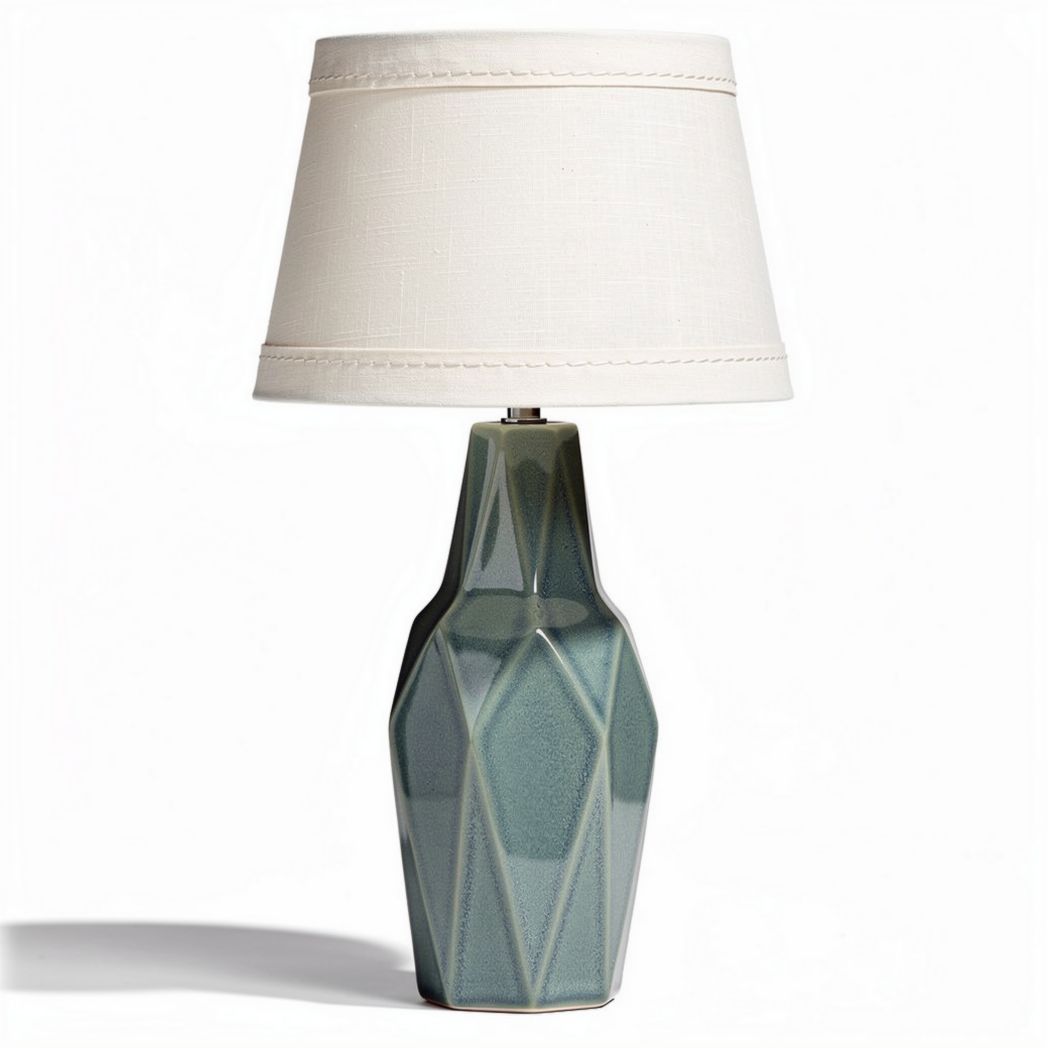 Lampe de table en céramique verte avec abat-jour en tissu blanc 30 x 20 x 50cm