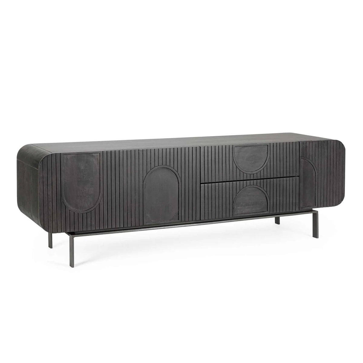 Meuble TV Orissa pour intérieur 172 x 44 x 55h cm(Noir)