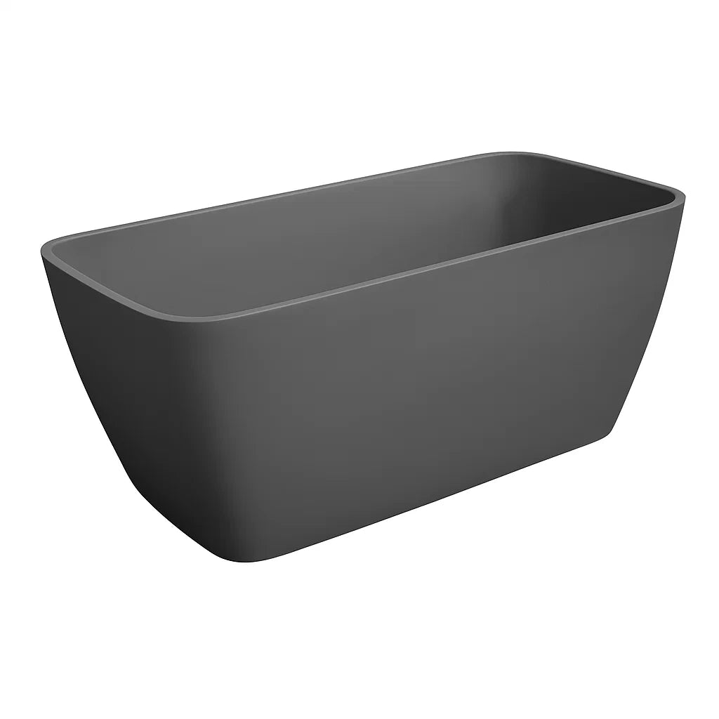 Baignoire autoportante rectangulaire indépendante gris mat en acrylique renforcé(Gris Mat)