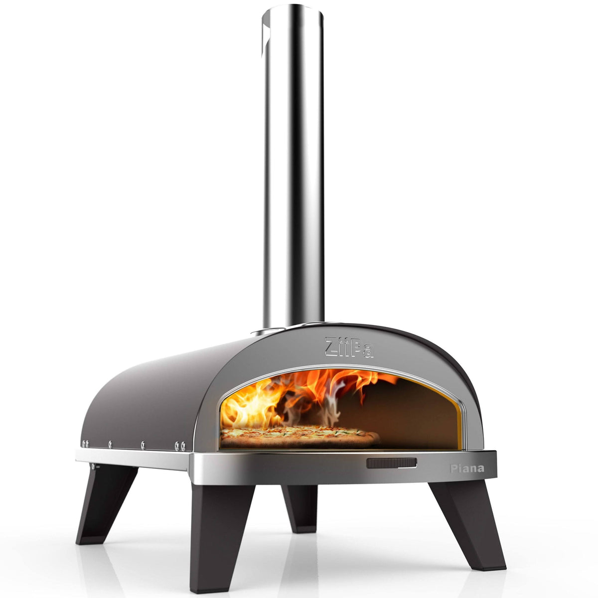 ziipa Four à pizza à pellets Piana(Noir/Argent)
