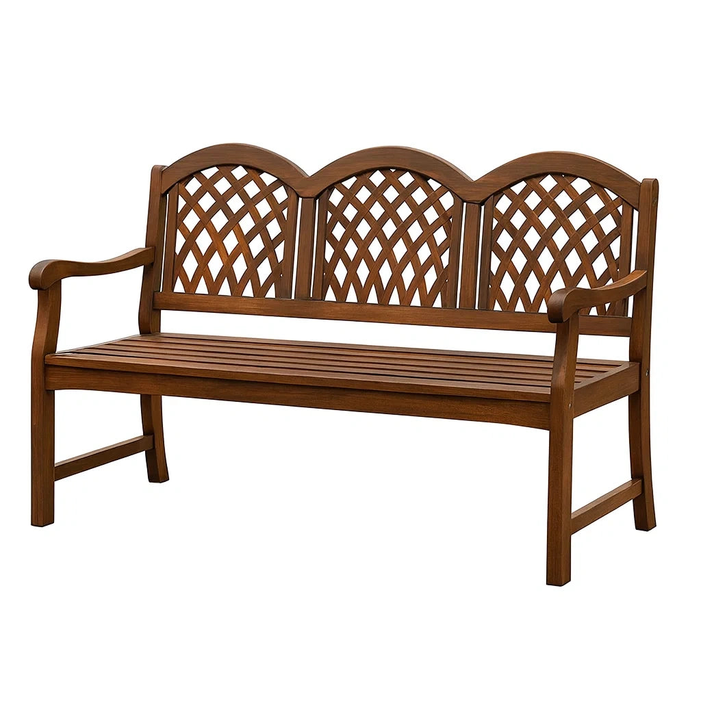 Banc de jardin en bois d'acacia marron avec dossier treillis(Marron)