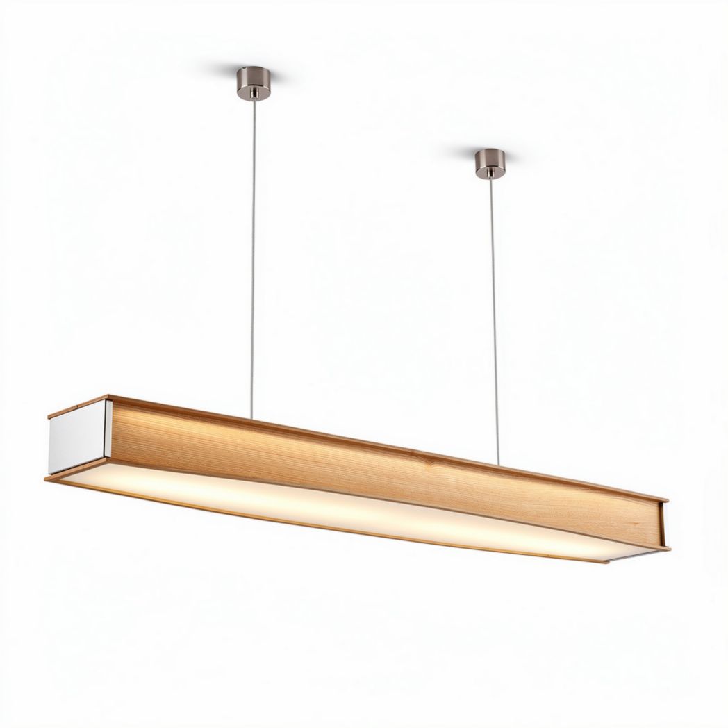 Suspension lumineuse en bois couleur chêne 120 x 20 x 10 cm pour intérieur contemporain