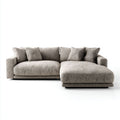 Canapé modulable en cuir beige avec méridienne 230 x 85 x 75cm