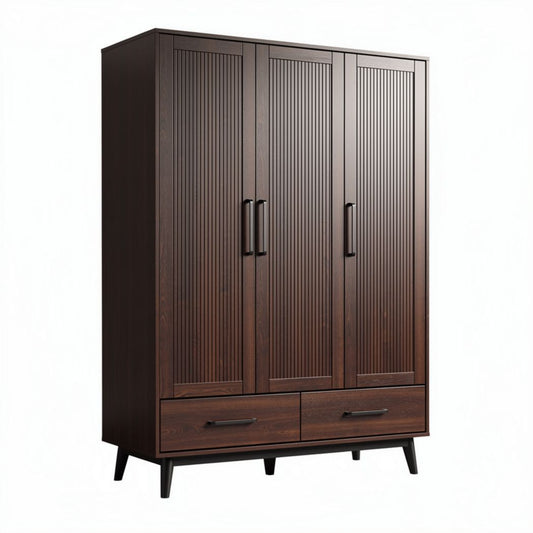 Armoire en bois avec portes à panneaux 180 x 90 x 50 cm finition marron