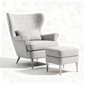 Fauteuil en tissu beige avec repose-pieds dimensions 80 x 80 x 100cm