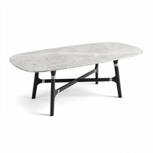 Table basse en marbre noir avec structure en métal doré 150 x 80 x 40cm