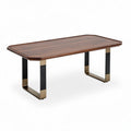 Table basse rectangulaire en bois de noyer avec pieds en métal 150 x 80 x 75cm