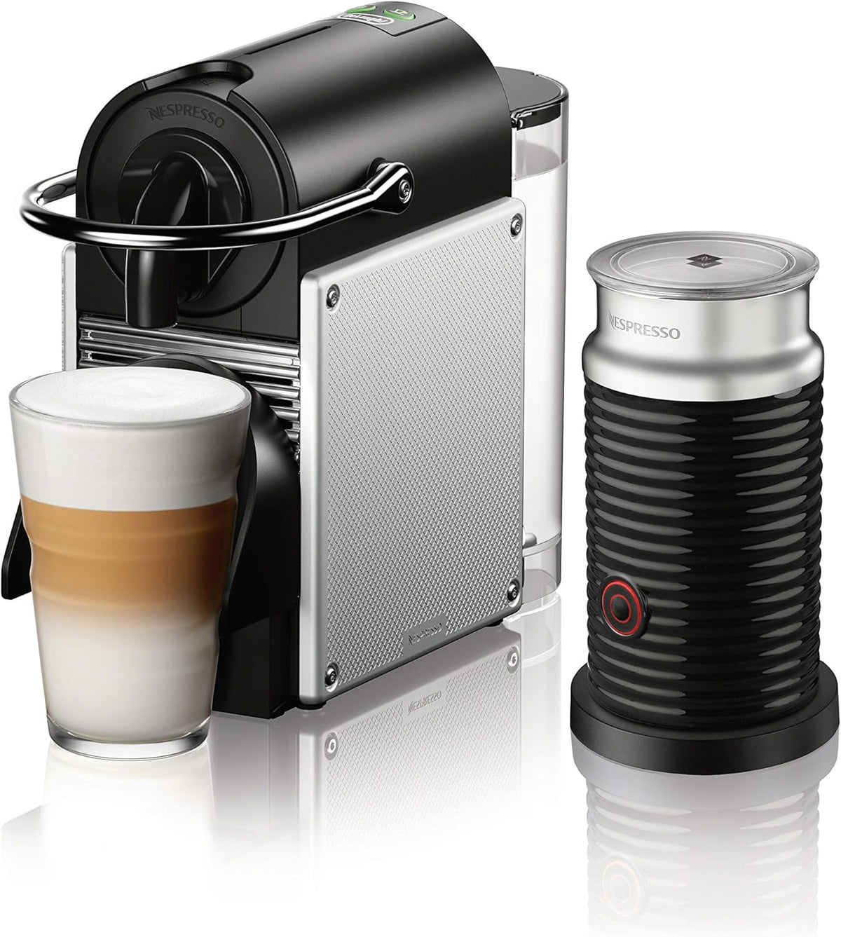 Nespresso Pixie Espresso Machine by De'Longhi, 1100ml, Aluminum,Silver(Machine + Frother/Aluminum)