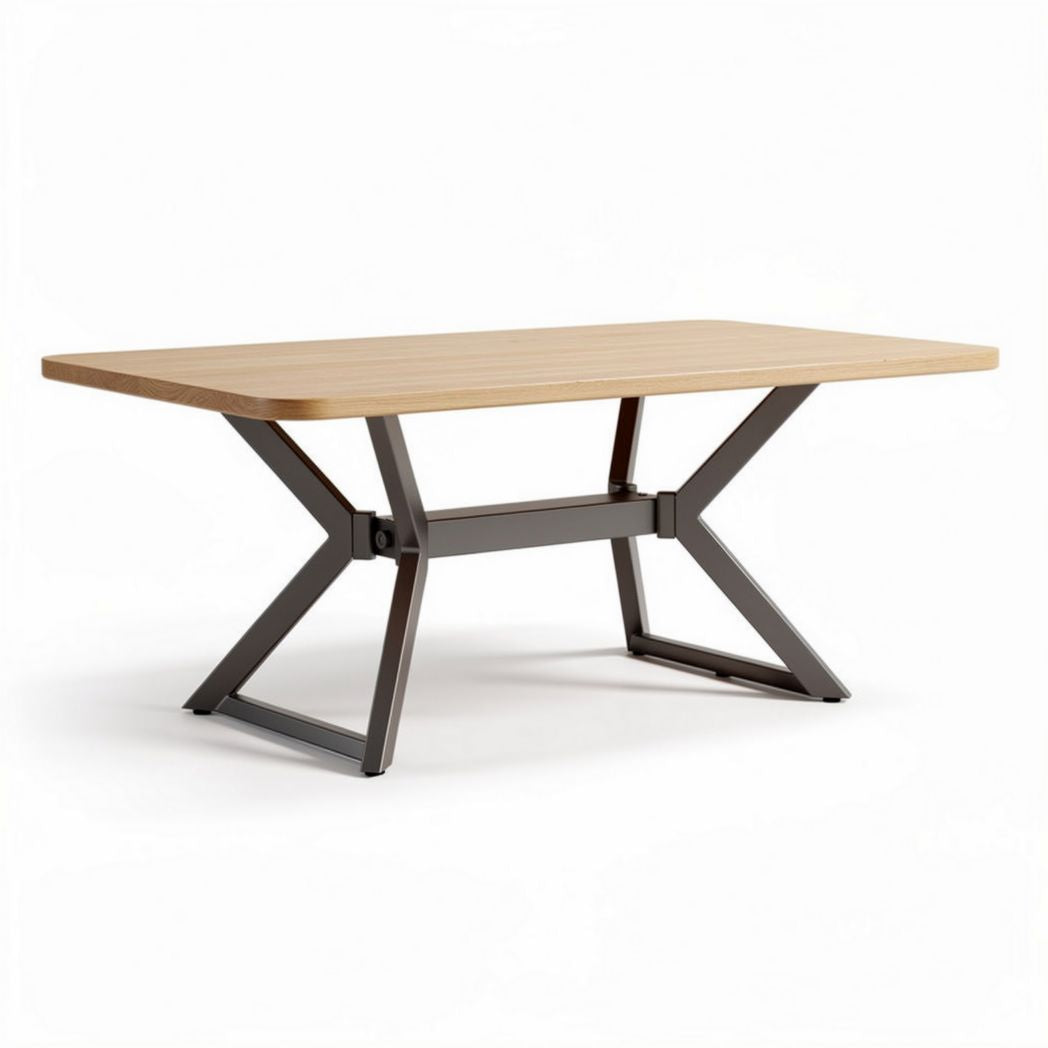 Table à manger rectangulaire en bois et métal 120 x 80 x 75 cm gris et chêne