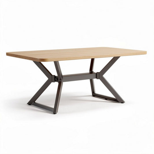 Table à manger rectangulaire en bois et métal 120 x 80 x 75 cm gris et chêne