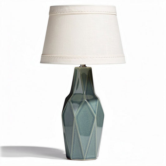 Lampe de table en céramique verte avec abat-jour en tissu blanc 30 x 20 x 50cm