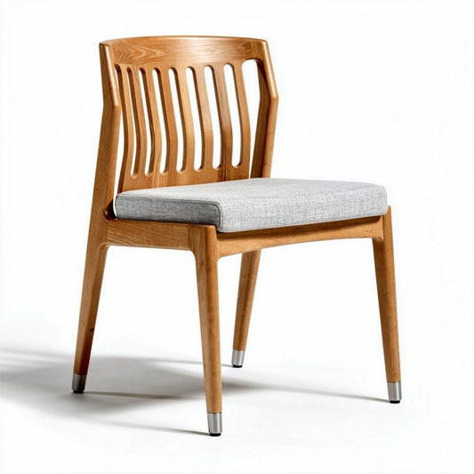 Chaise en bois avec coussin gris pour salle à manger dimensions 45 x 45 x 80cm