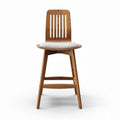 Tabouret en bois clair avec assise rembourrée gris 45 x 40 x 80cm