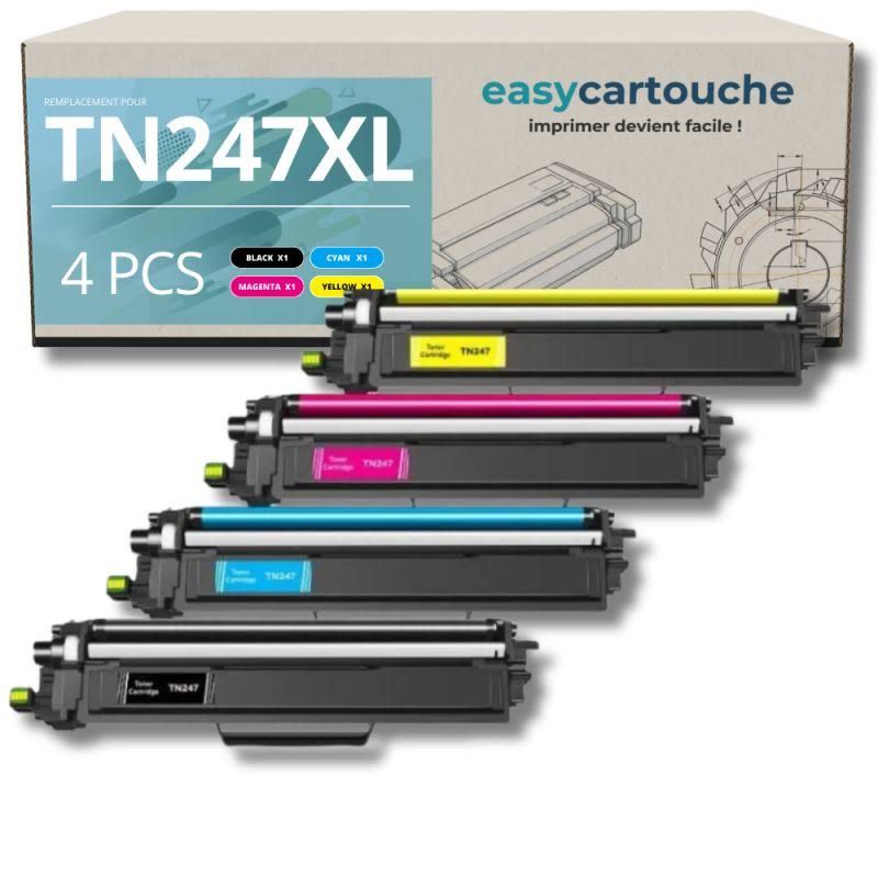 123CONSOMMABLES Pack 4 toners compatible BROTHER TN-247 XL(Noir/Cyan/Magenta/Jaune)