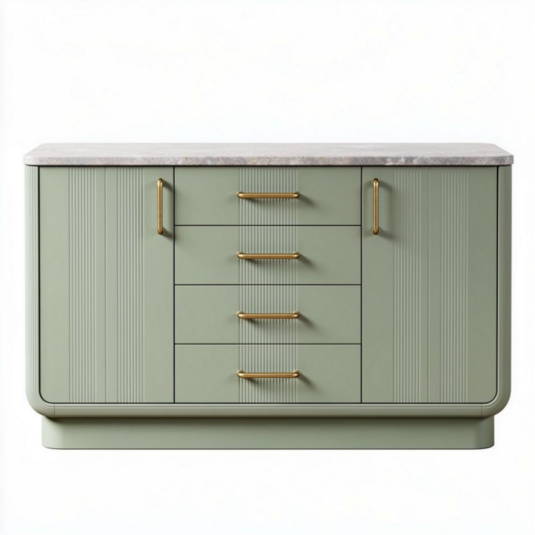 Buffet en bois massif avec plan de travail en chêne 130 x 45 x 85cm gris