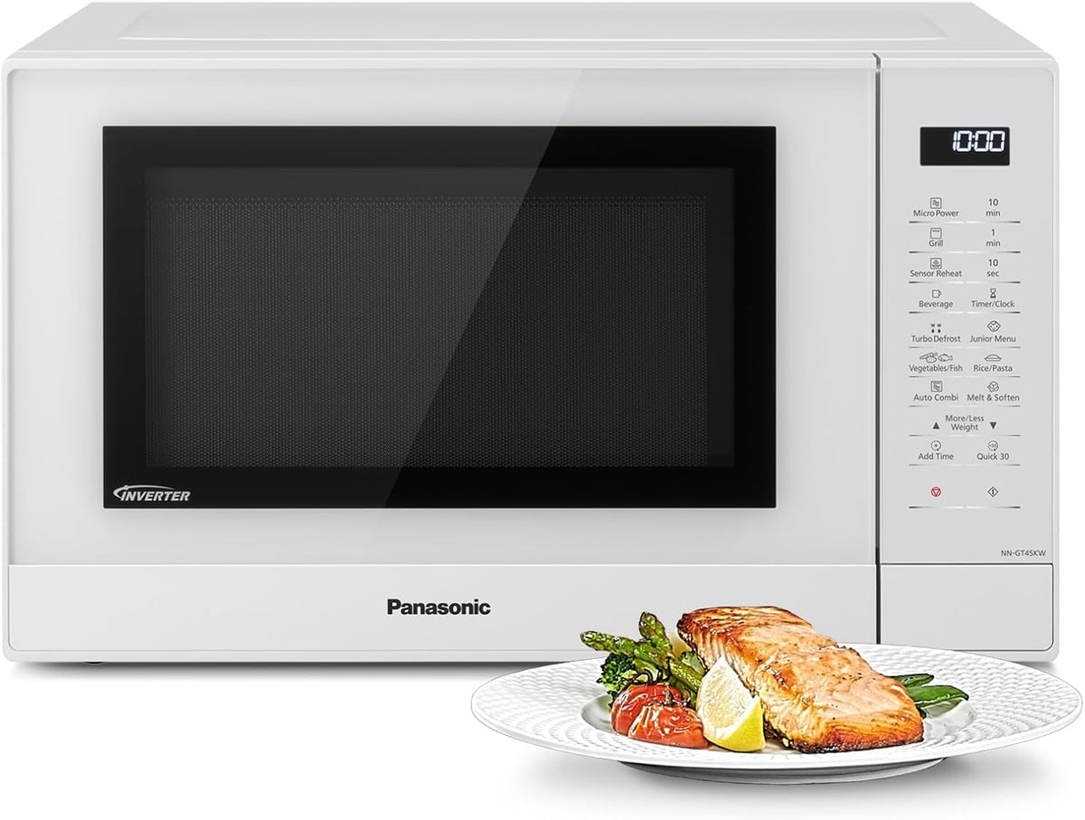 Panasonic NN-GT46KBSUG Microwave and Grill Oven with Turntable, 31 Liters, Stainless Steel, 1000 W, Grill 1100 W, 24 Auto Programs, LCD Display, Genius Sensor, Junior Menu, Black(Blanc/Gril + Micro-ondes)