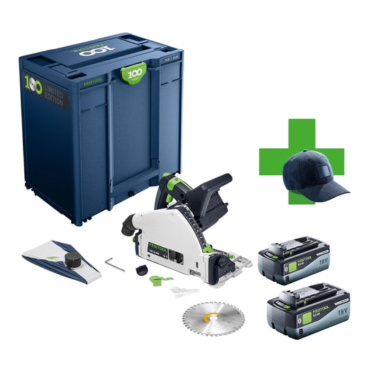 Festool TSC 55 KEB-Basic 100Y Limited Edition Scie plongeante sans fil 18 / 36 V ( 2x 18 V ) 160 mm Brushless + 2x batterie 8,0 Ah + Systainer - sans chargeur