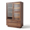 Buffet en bois naturel avec éclairage LED 80 x 40 x 120cm finition marron