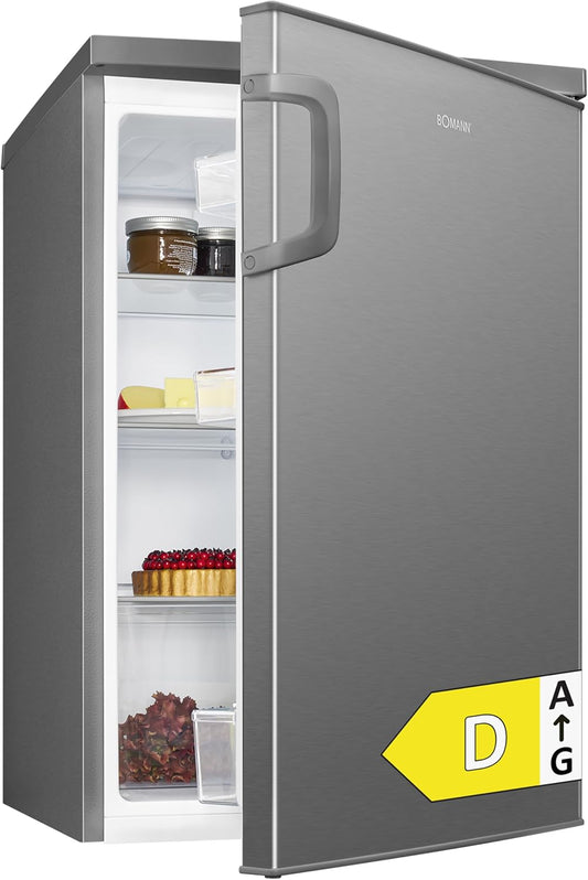 Réfrigérateur 133L inox VS2195-1-inox, Capacité nette : 133 litres, Éclairage intérieur à DEL, Contrôle de la température en continu, 3 clayettes en verre(Acier Inoxydable)