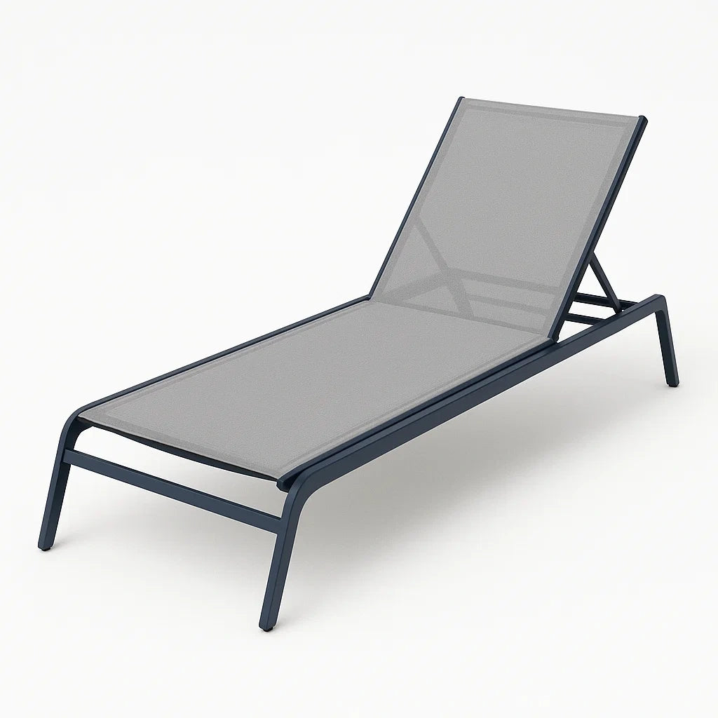 Chaise longue extérieure en aluminium et textilène gris(Gris/Métal)