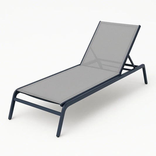 Chaise longue extérieure en aluminium et textilène gris(Gris/Métal)