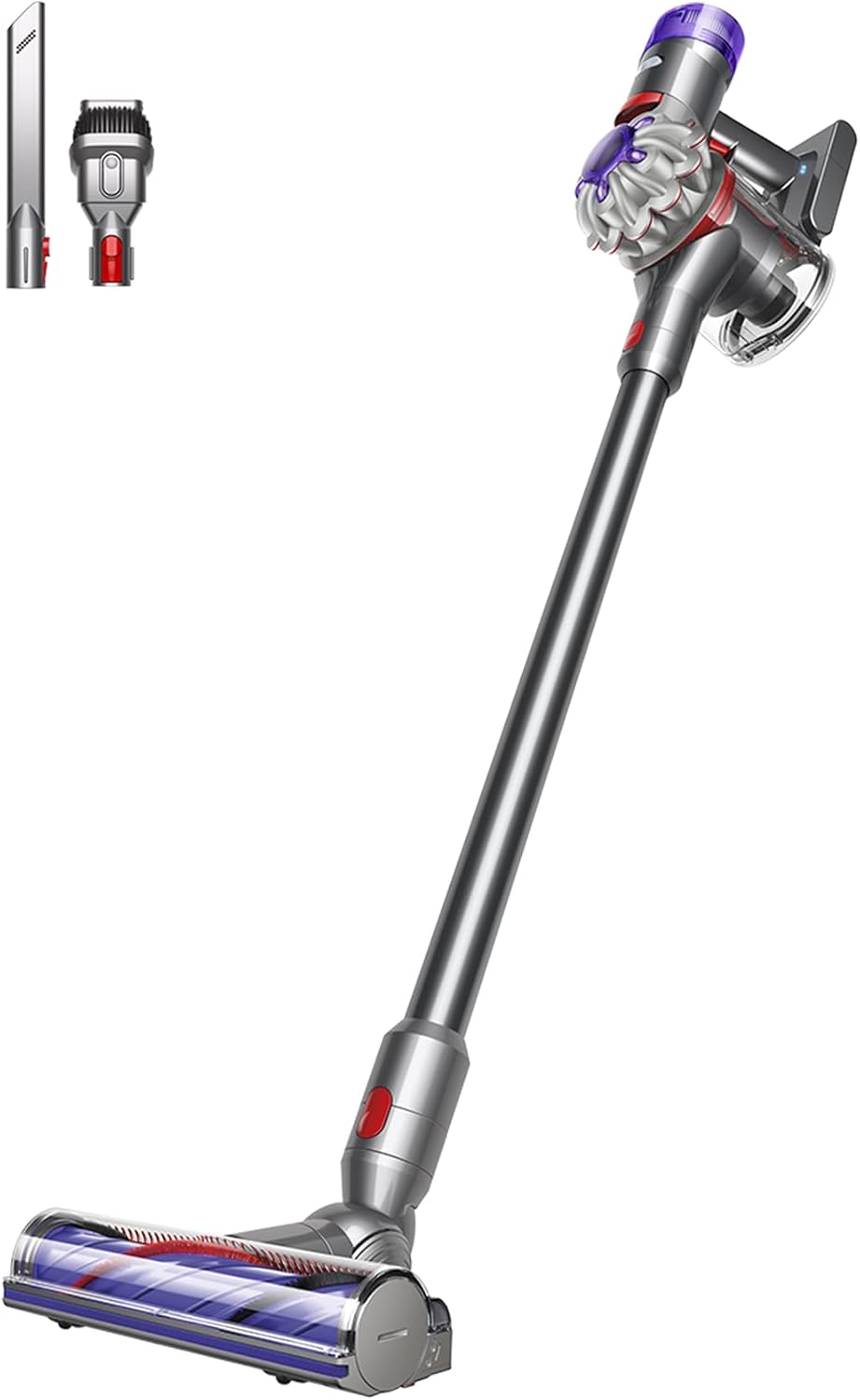 Dyson V8 Advanced™ Aspirateur Balai sans Fil – 130 AW, 40 Min d’autonomie, Brosse Motorbar Auto-démêlante, Accessoires combinés, Station Murale, Argent/Nickel(V8 Advanced)