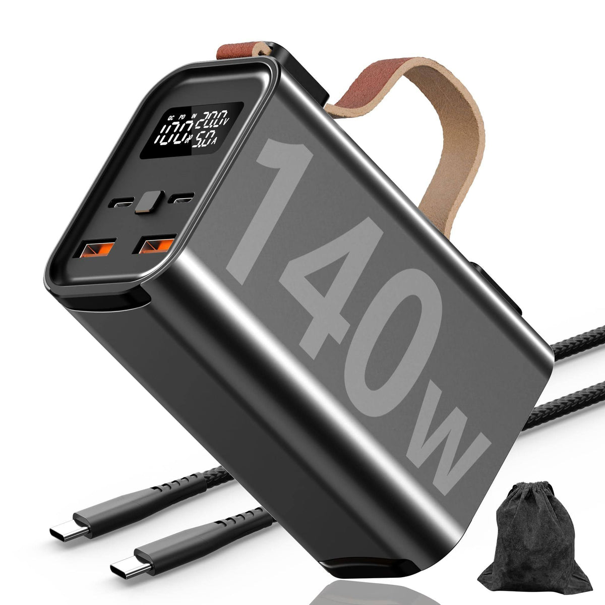 50000mAh Batterie Externe 140W Laptop Power Bank Charge Rapide avec écran numérique Chargeur Portable Grande capacité 4 Sorties et 2 entrées Batterie(Noir)