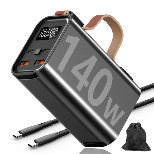 50000mAh Batterie Externe 140W Laptop Power Bank Charge Rapide avec écran numérique Chargeur Portable Grande capacité 4 Sorties et 2 entrées Batterie(Noir)