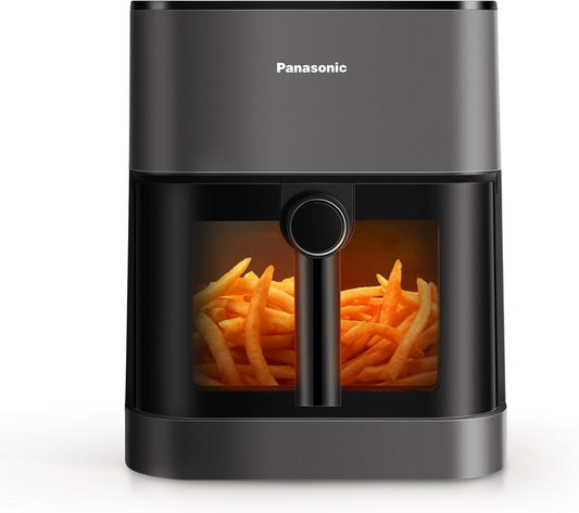 Panasonic NF-CC500SXE AirFryer Friteuse sans huile avec Hublot, 5L, 80-200°C, Minuterie Numérique et Écran LCD, Vapeur Douce, 11 Préréglages, Nettoyage Facile, Gris Mat(NF-CC500SXE)