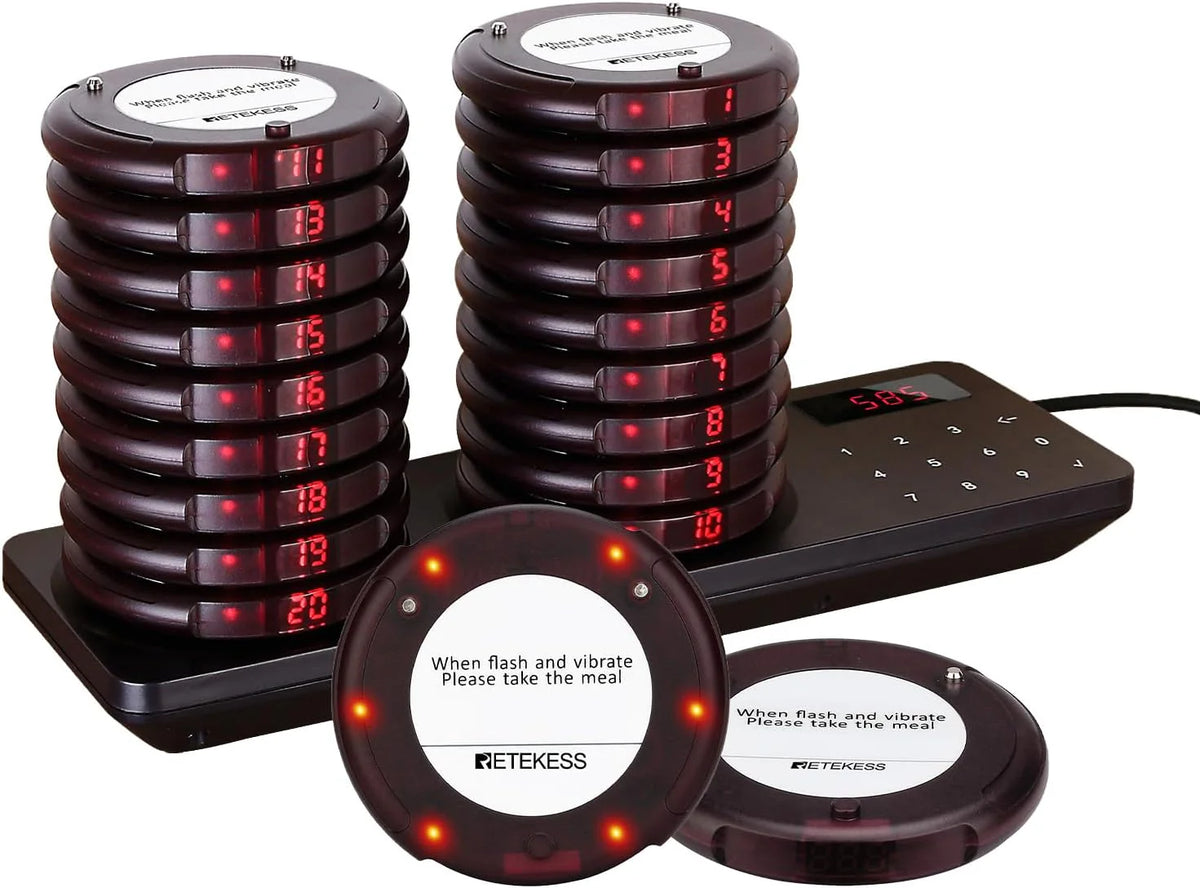 Retekess TD163 bipeur restaurant 500m, 20 bippers, 31 modes, 20h standby