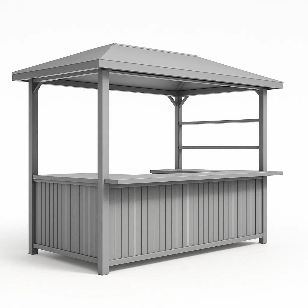 Pavillon de jardin avec bar en acier gris 200x100x250 cm(Gris)