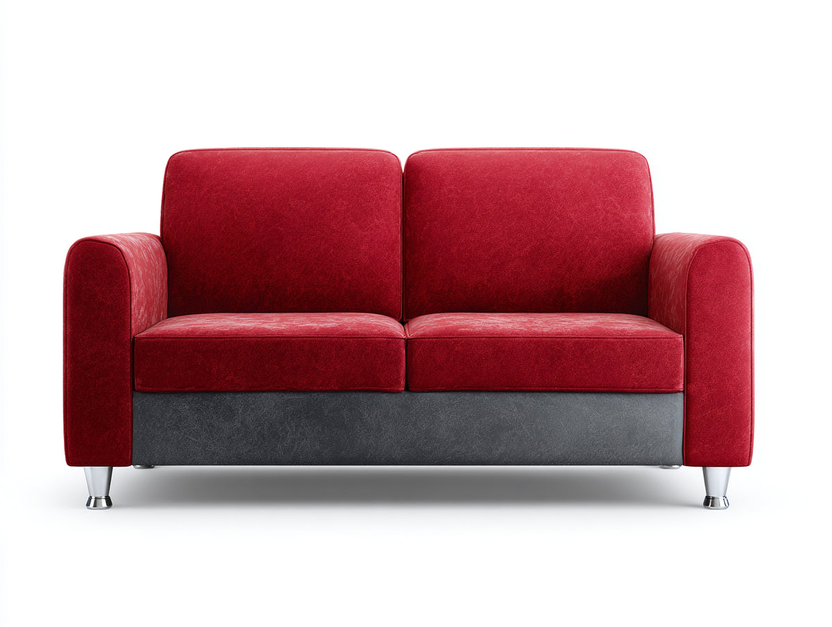 Canapé 2 places tissu 150x85x82 cm - rouge/gris - design moderne(Rouge/Gris)